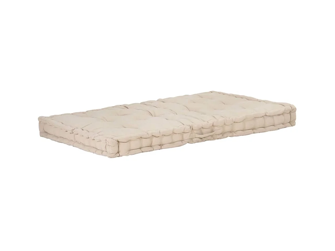 Coussin de plancher de palette Coton 120x80x10 cm Beige OFR90945