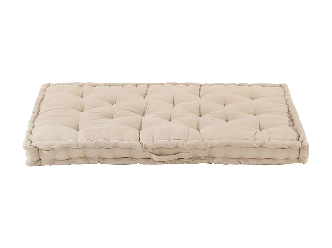 Coussin de plancher de palette Coton 120x80x10 cm Beige OFR90945
