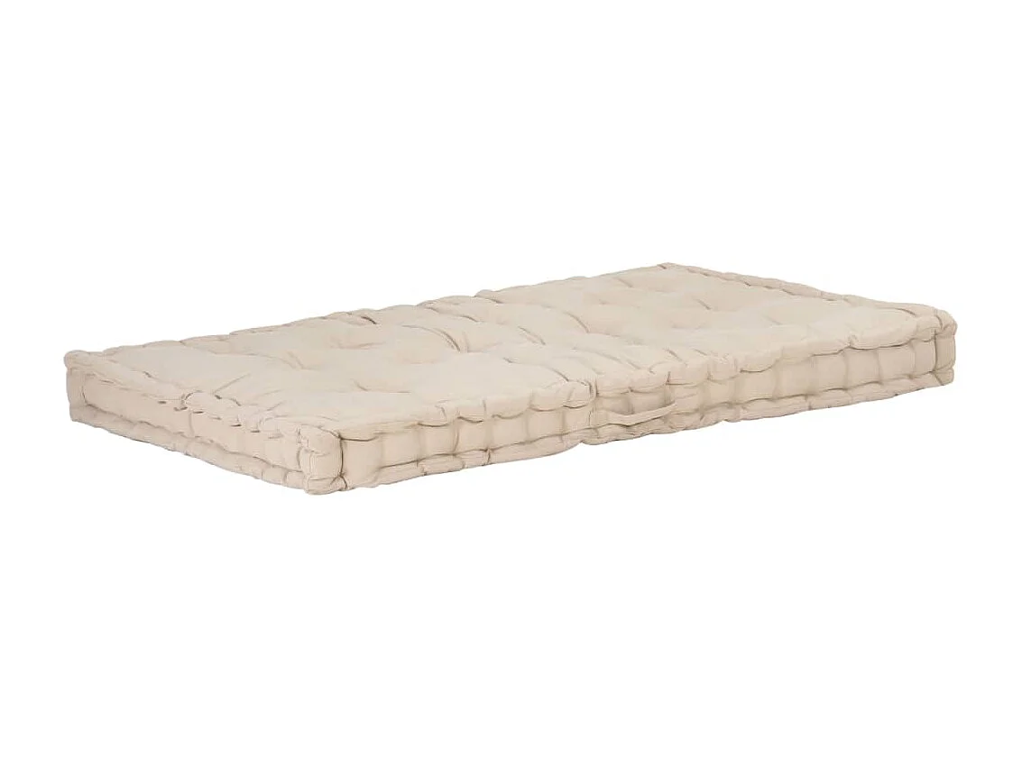 Coussin de plancher de palette Coton 120x80x10 cm Beige OFR90945