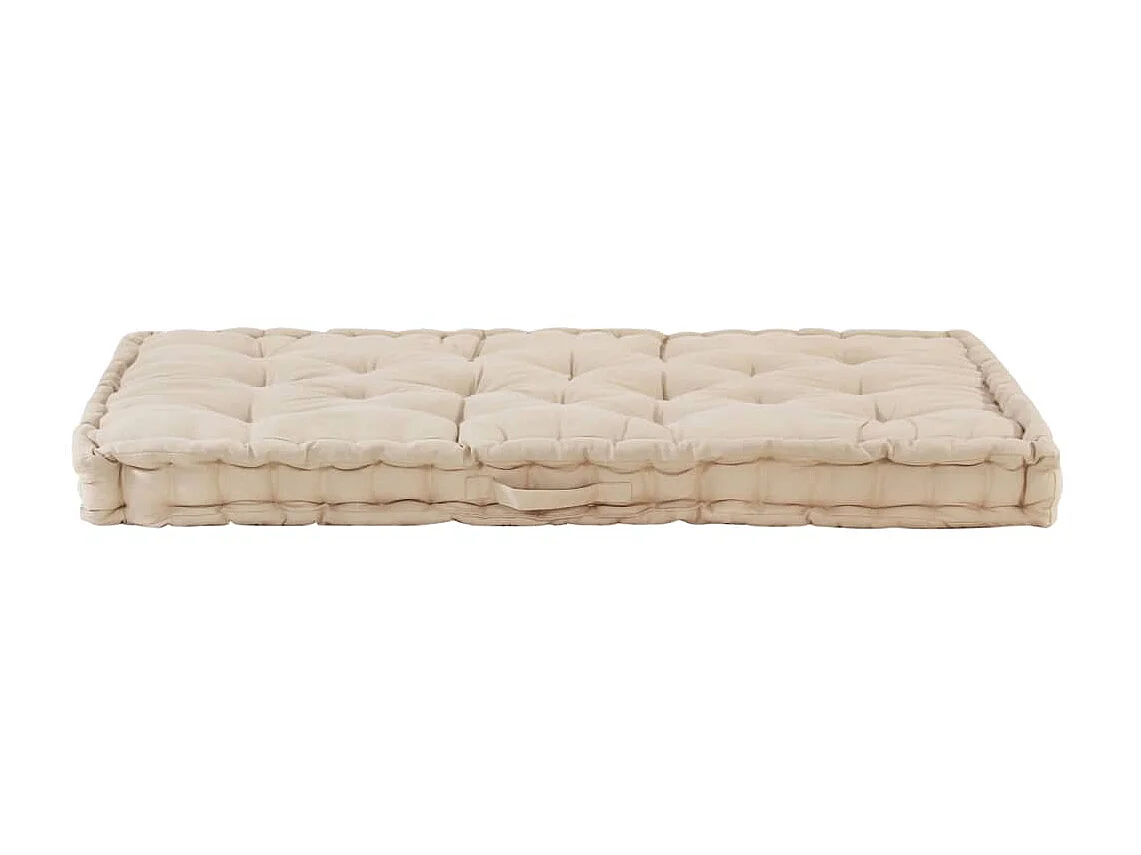 Coussin de plancher de palette Coton 120x80x10 cm Beige OFR90945