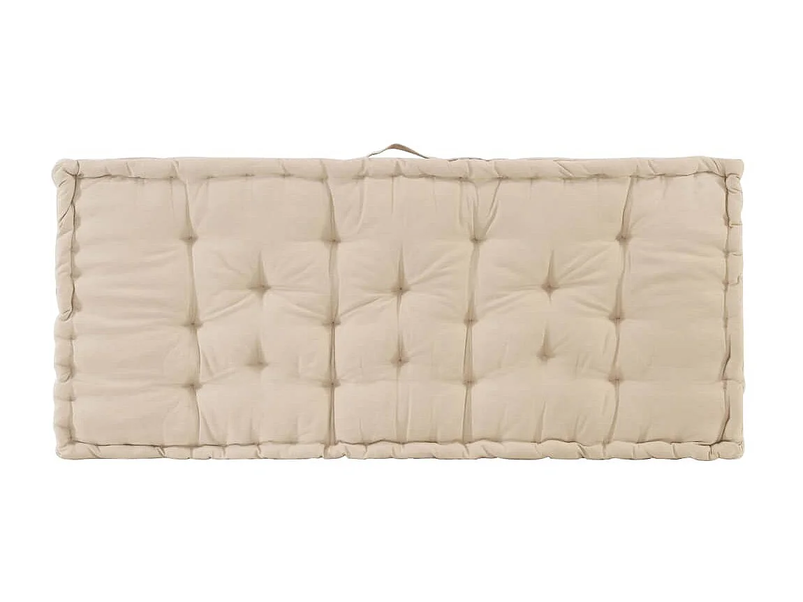 Coussin de plancher de palette Coton 120x80x10 cm Beige OFR90945