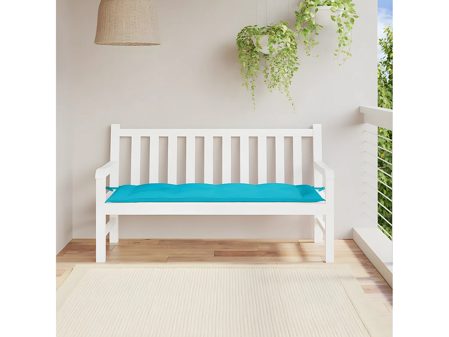 Coussin de banc de jardin turquoise 150x50x7 cm tissu oxford OFR65443