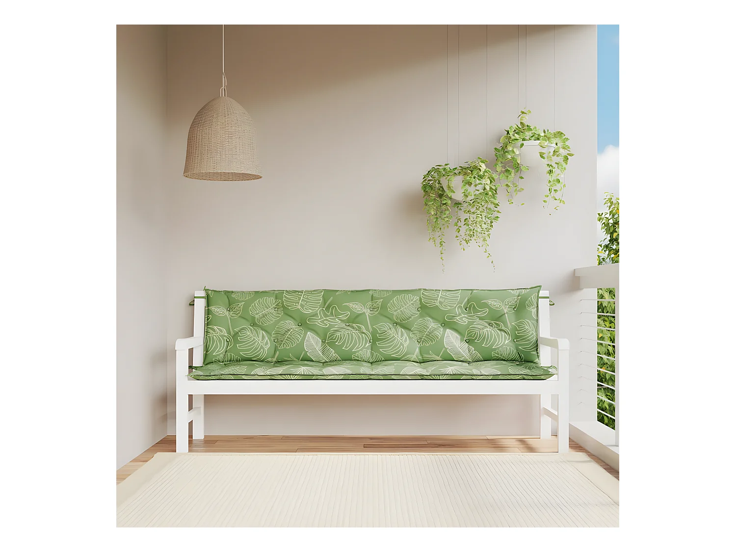 Coussins de banc de jardin Lot de 2 motif de feuilles tissu OFR45081