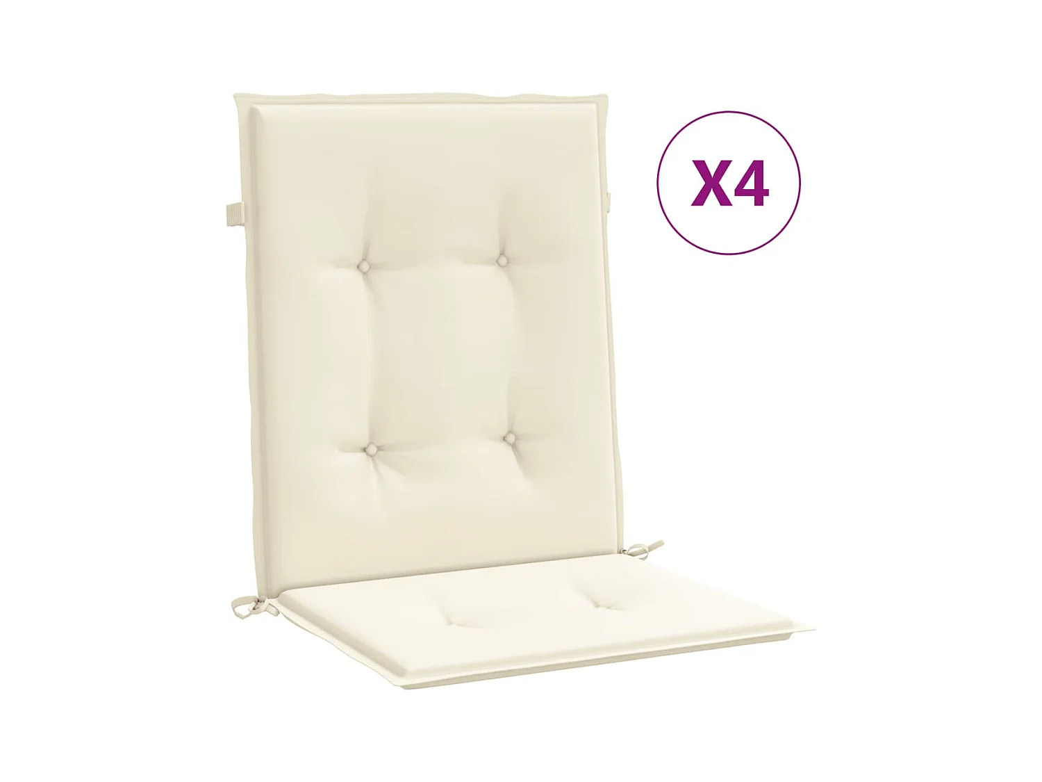 Cojín silla jardín respaldo bajo 4 uds tela Oxford crema ES247851