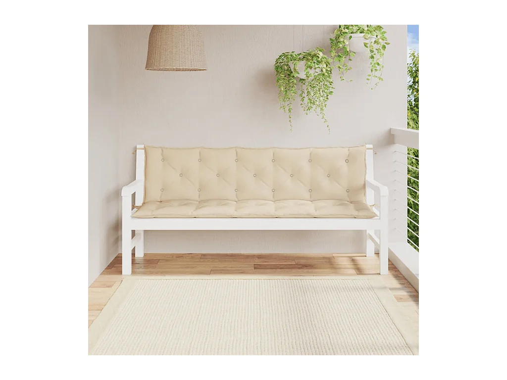 Coussins de banc de jardin 2 pcs beige 180x50x7 cm tissu Oxford OFR54468