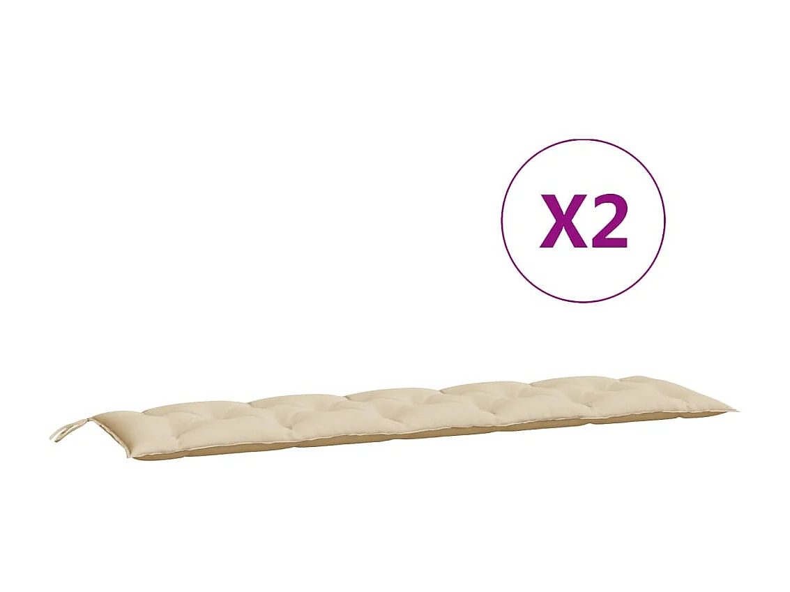 Coussins de banc de jardin 2 pcs beige 180x50x7 cm tissu Oxford OFR54468