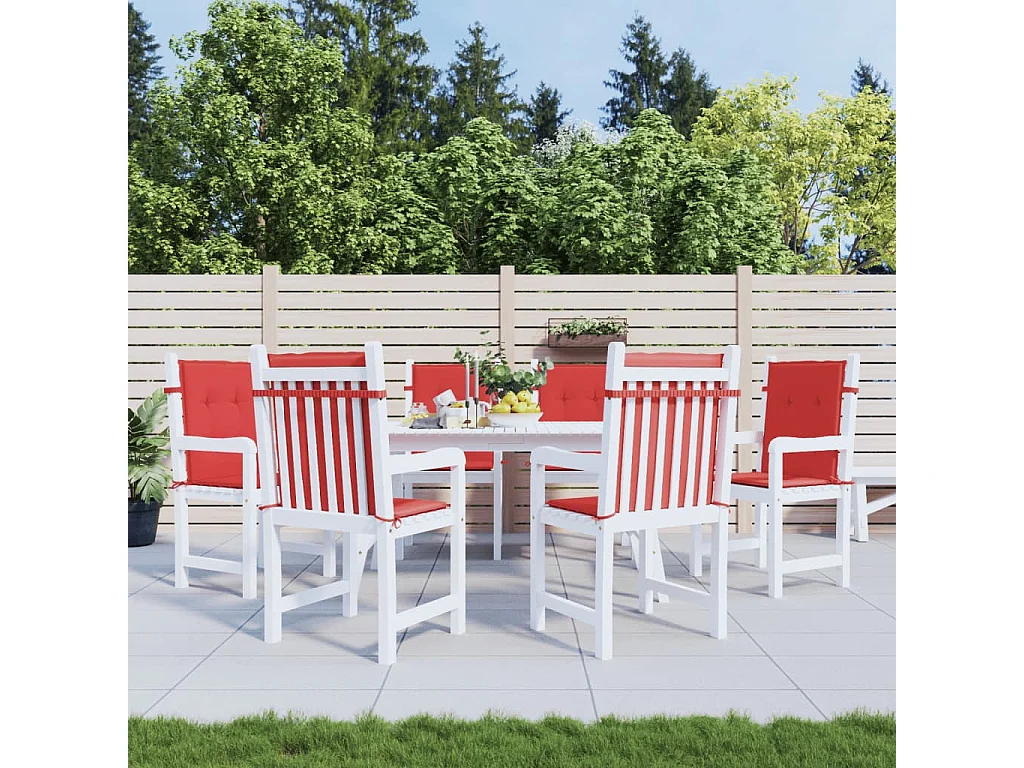 Coussins de chaise de jardin à dossier bas Lot de 6 rouge OFR76065