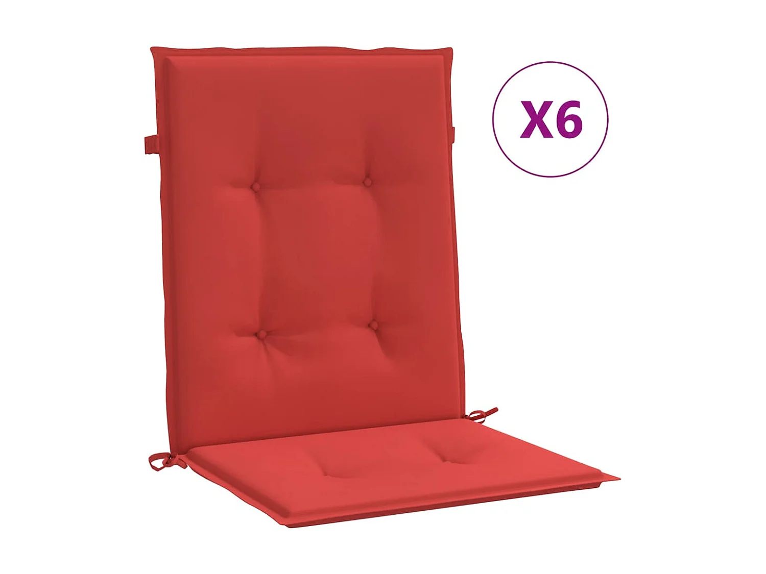 Coussins de chaise de jardin à dossier bas Lot de 6 rouge OFR76065