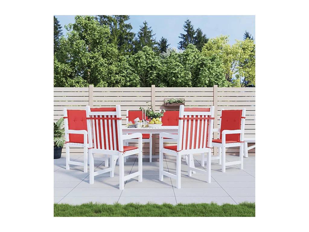 Coussins de chaise de jardin à dossier bas Lot de 6 rouge OFR76065