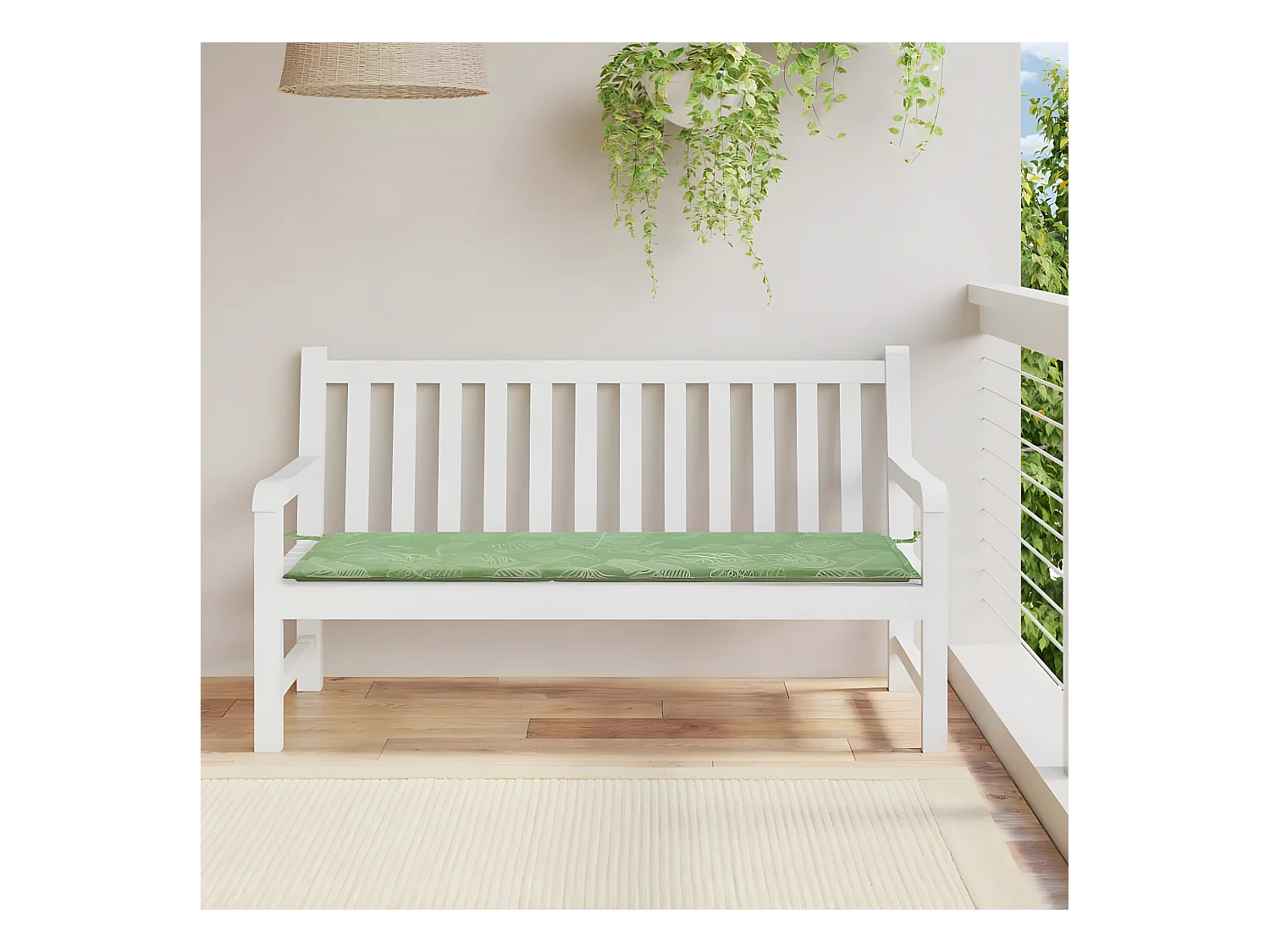 Coussin de banc de jardin motif de feuilles 150x50x3 cm OFR58442