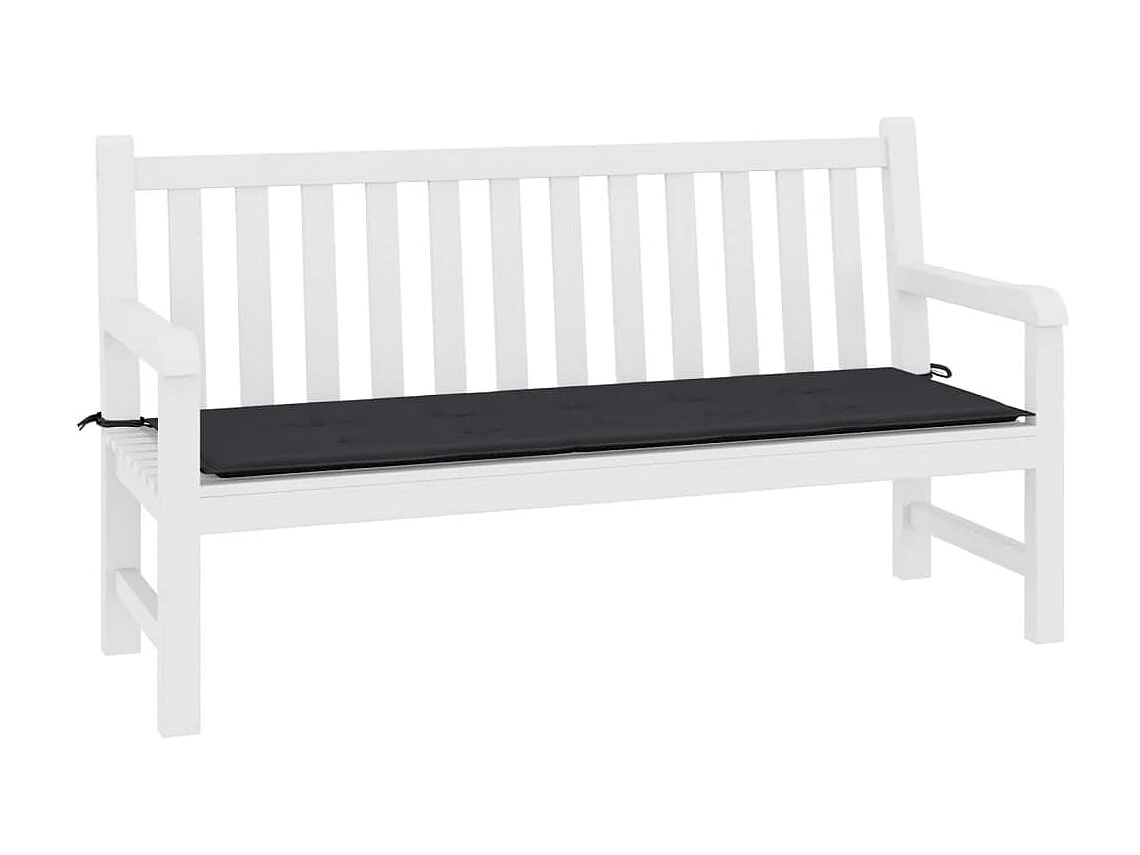 Coussin de banc de jardin noir 200x50x3 cm tissu oxford OFR73421