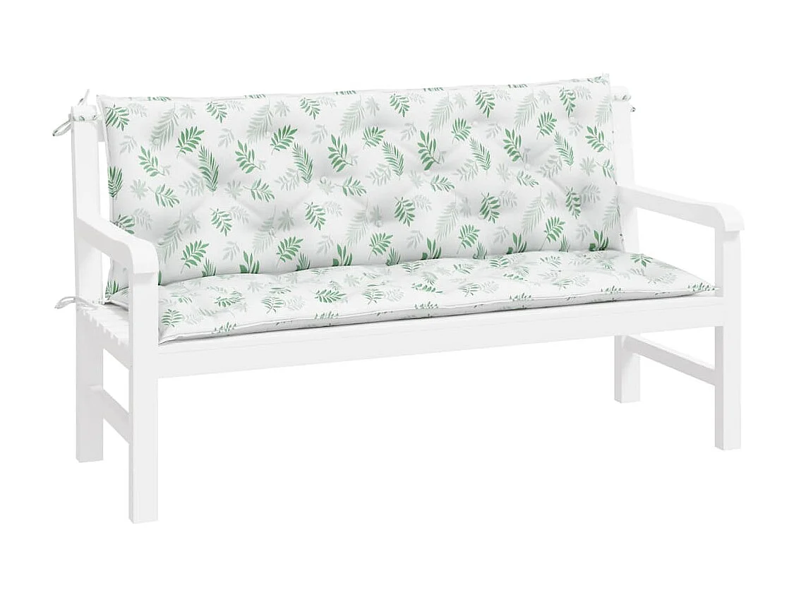 Cojines banco jardín 2 uds tela estampado de hojas 150x50x7 cm ES103257