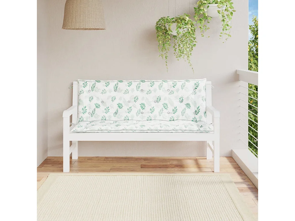 Coussins de banc de jardin Lot de 2 motif de feuilles tissu OFR35536
