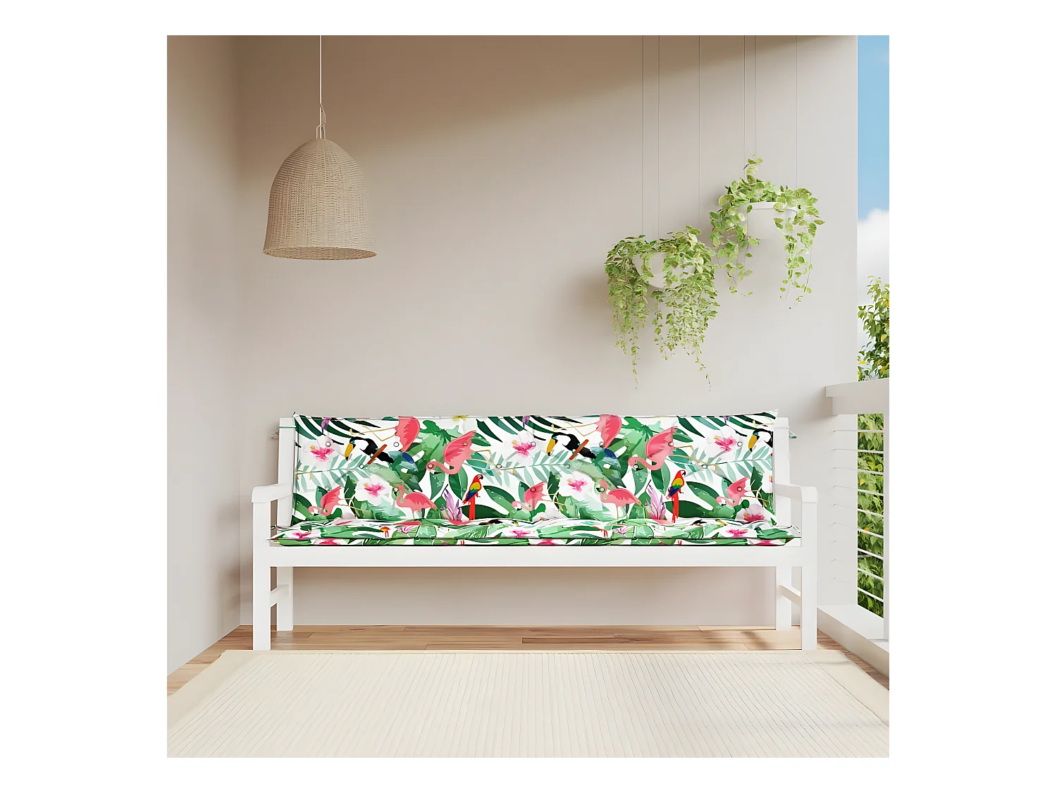 Coussins de banc de jardin Lot de 2 multicolore 200x50x7 cm OFR49818