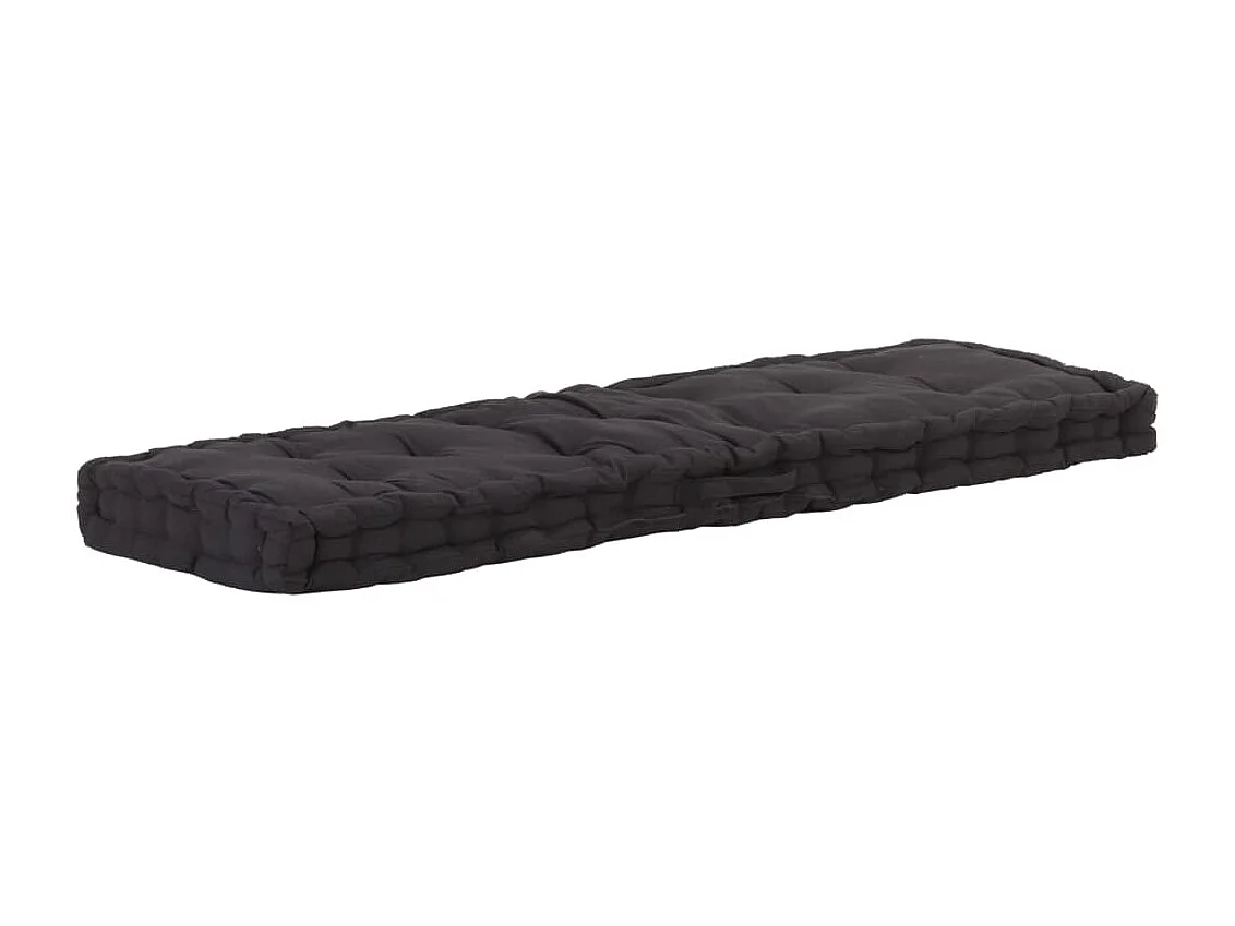 Coussin de plancher de palette Coton 120x40x7 cm Noir OFR86120