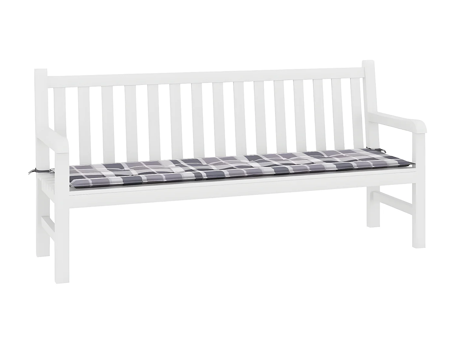 Coussin de banc de jardin motif à carreaux gris 180x50x3 cm OFR95792