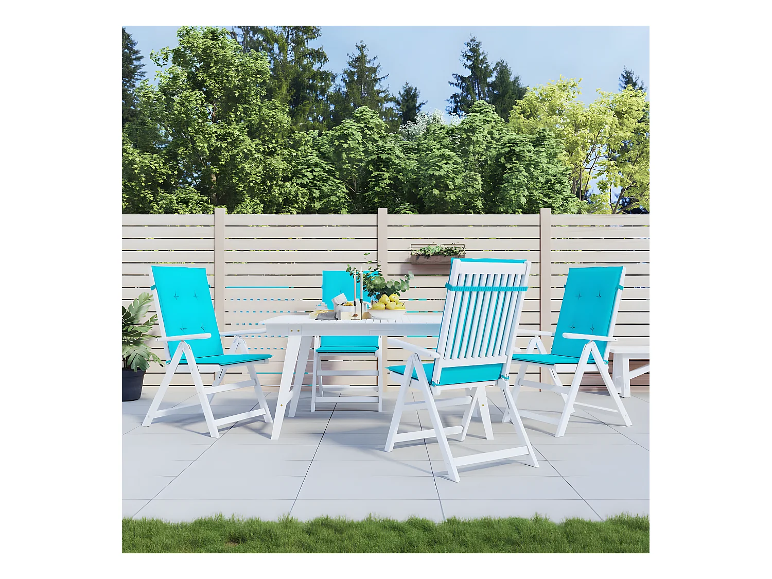 Coussins de chaise à dossier haut 4 pcs turquoise tissu OFR44069