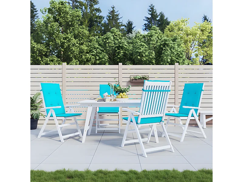 Coussins de chaise à dossier haut 4 pcs turquoise tissu OFR44069