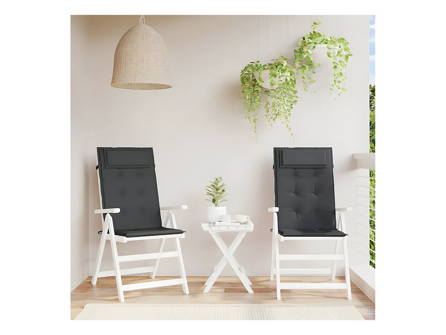 Coussins de chaise à dossier haut Lot de 2 noir tissu oxford OFR43050