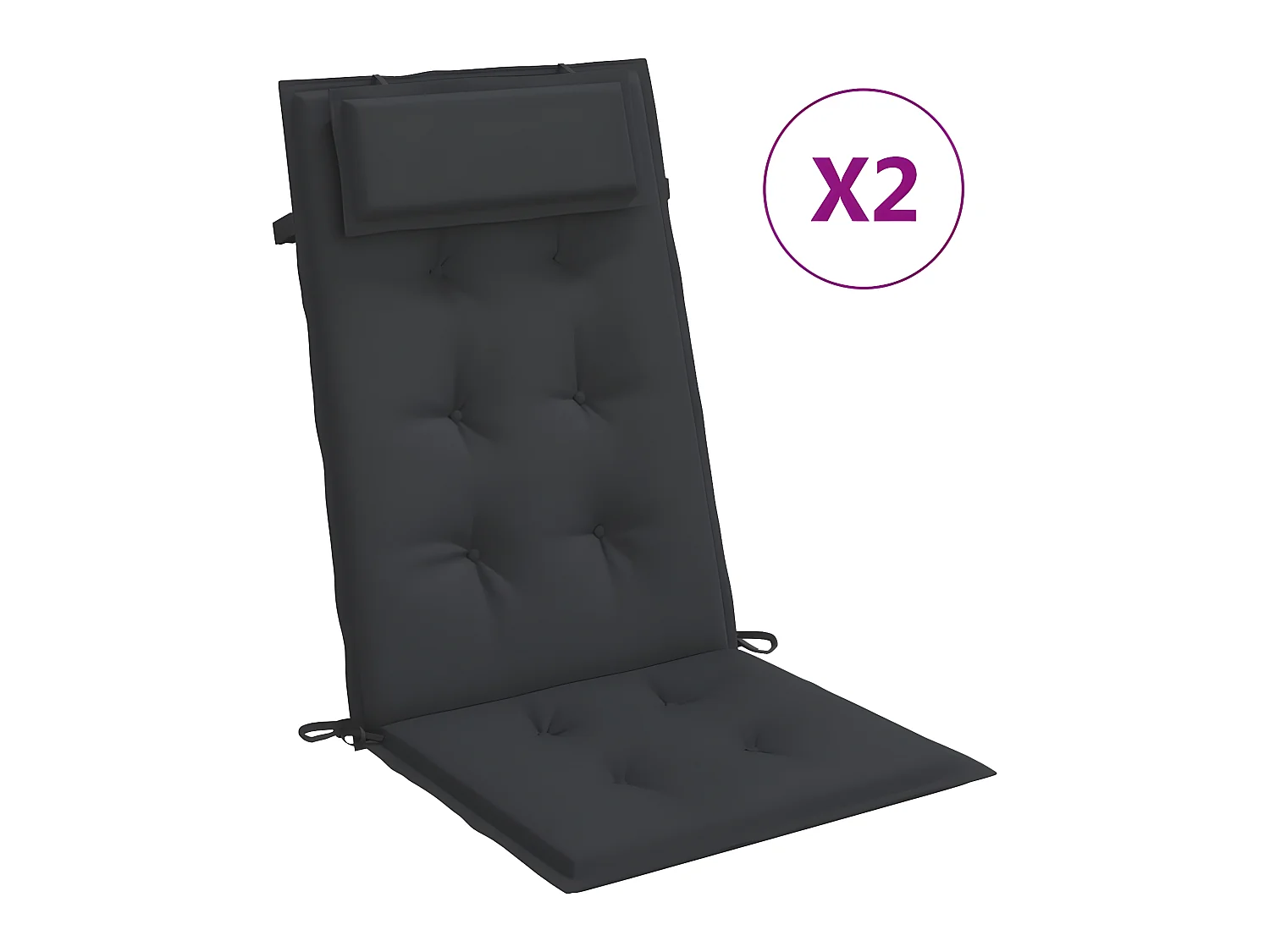 Coussins de chaise à dossier haut Lot de 2 noir tissu oxford OFR43050