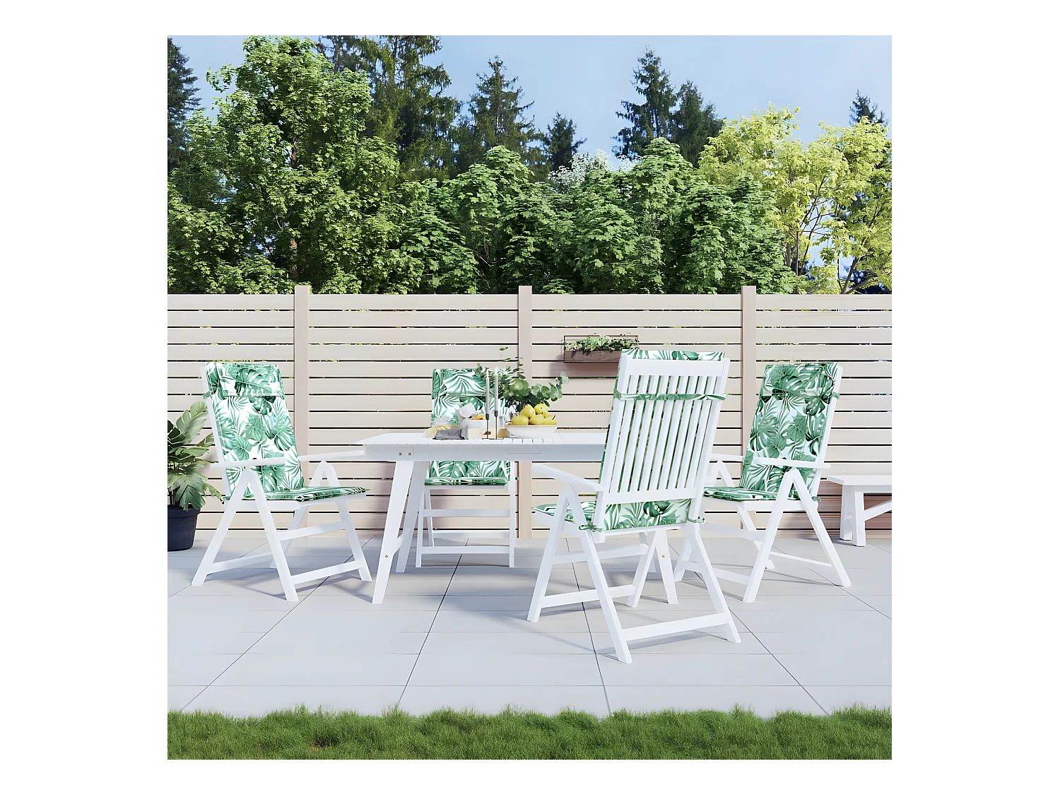 Coussins de chaise à dossier haut Lot de 4 modèle de feuille OFR85008