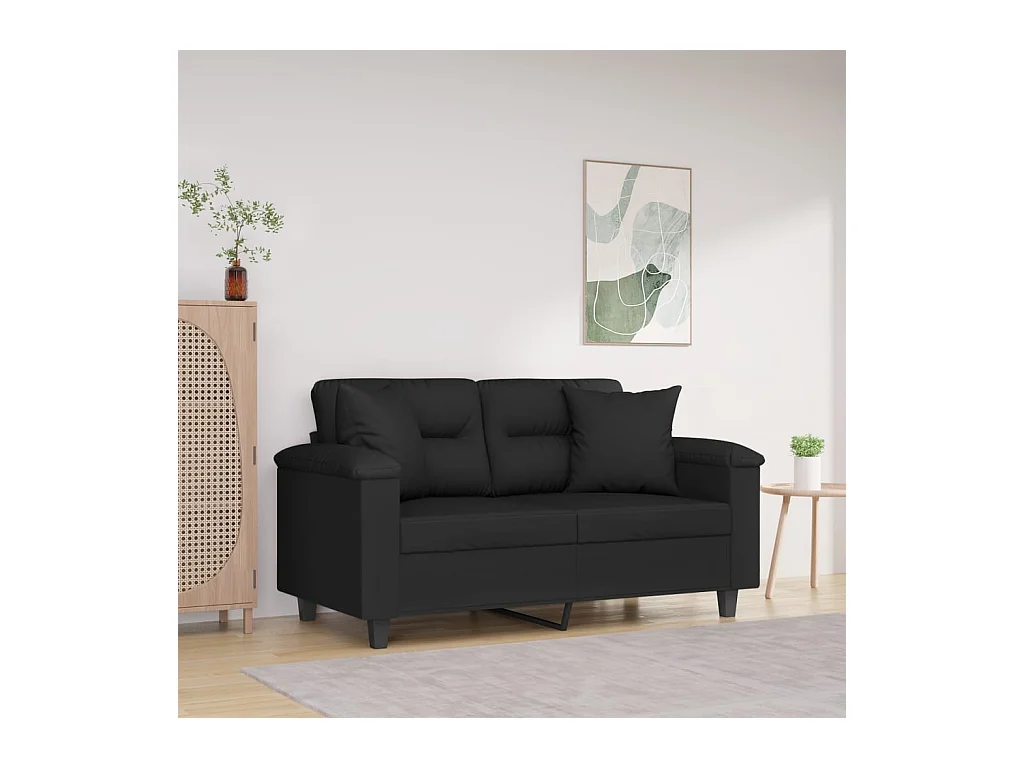 Coussins décoratifs 2 pcs Noir 40x40 cm Tissu microfibre OFR42274