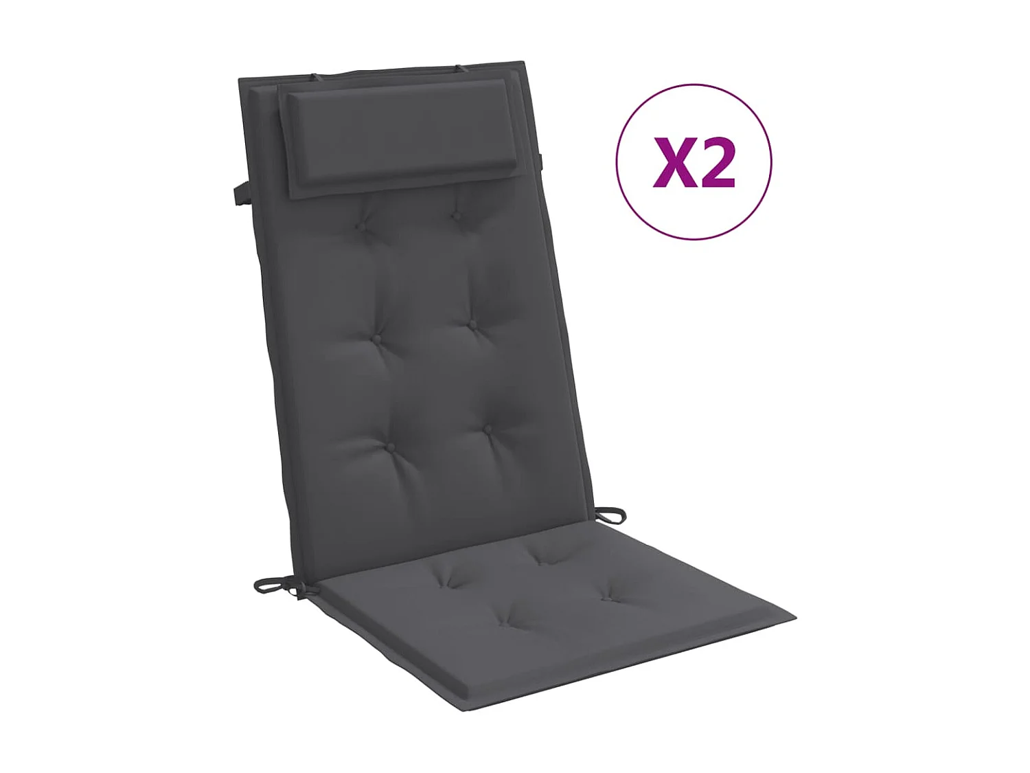 Coussins de chaise à dossier haut Lot de 2 anthracite OFR72656