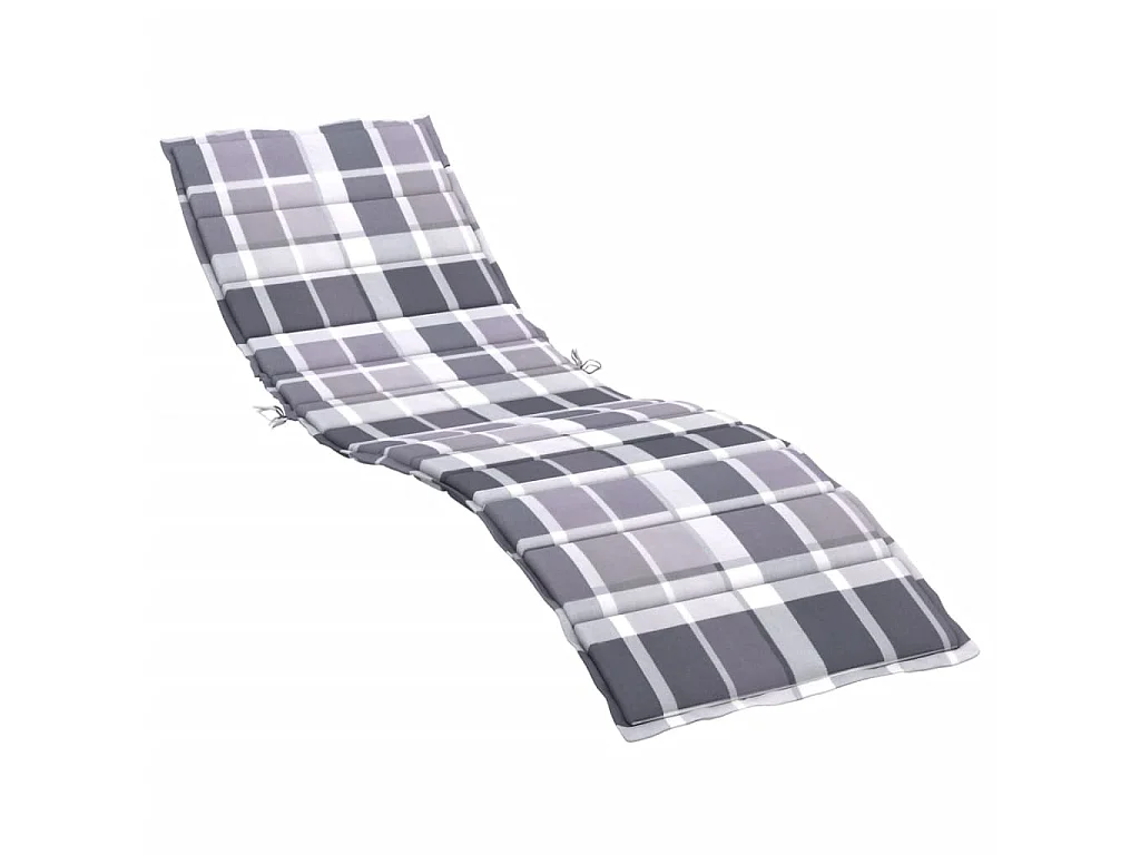 Coussin de chaise longue motif à carreaux gris 200x60x3 cm OFR56129