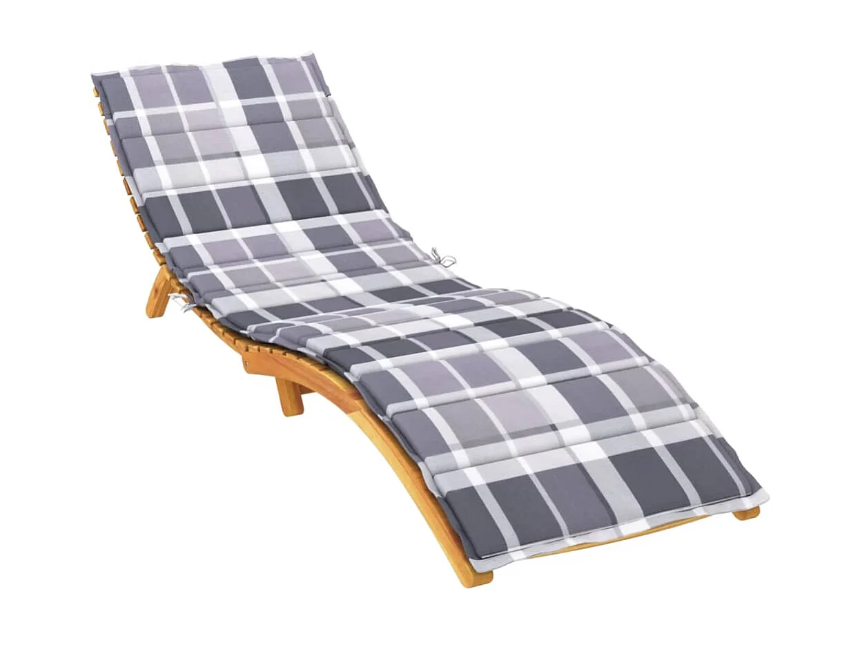 Coussin de chaise longue motif à carreaux gris 200x60x3 cm OFR56129