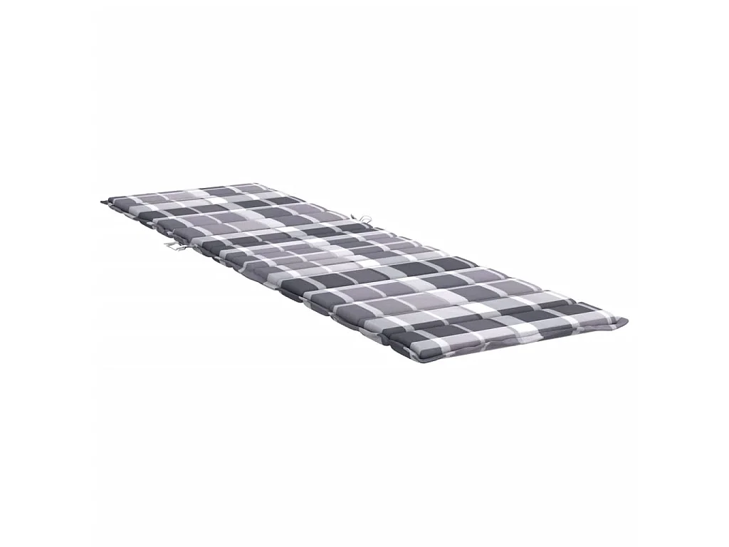 Coussin de chaise longue motif à carreaux gris 200x60x3 cm OFR56129