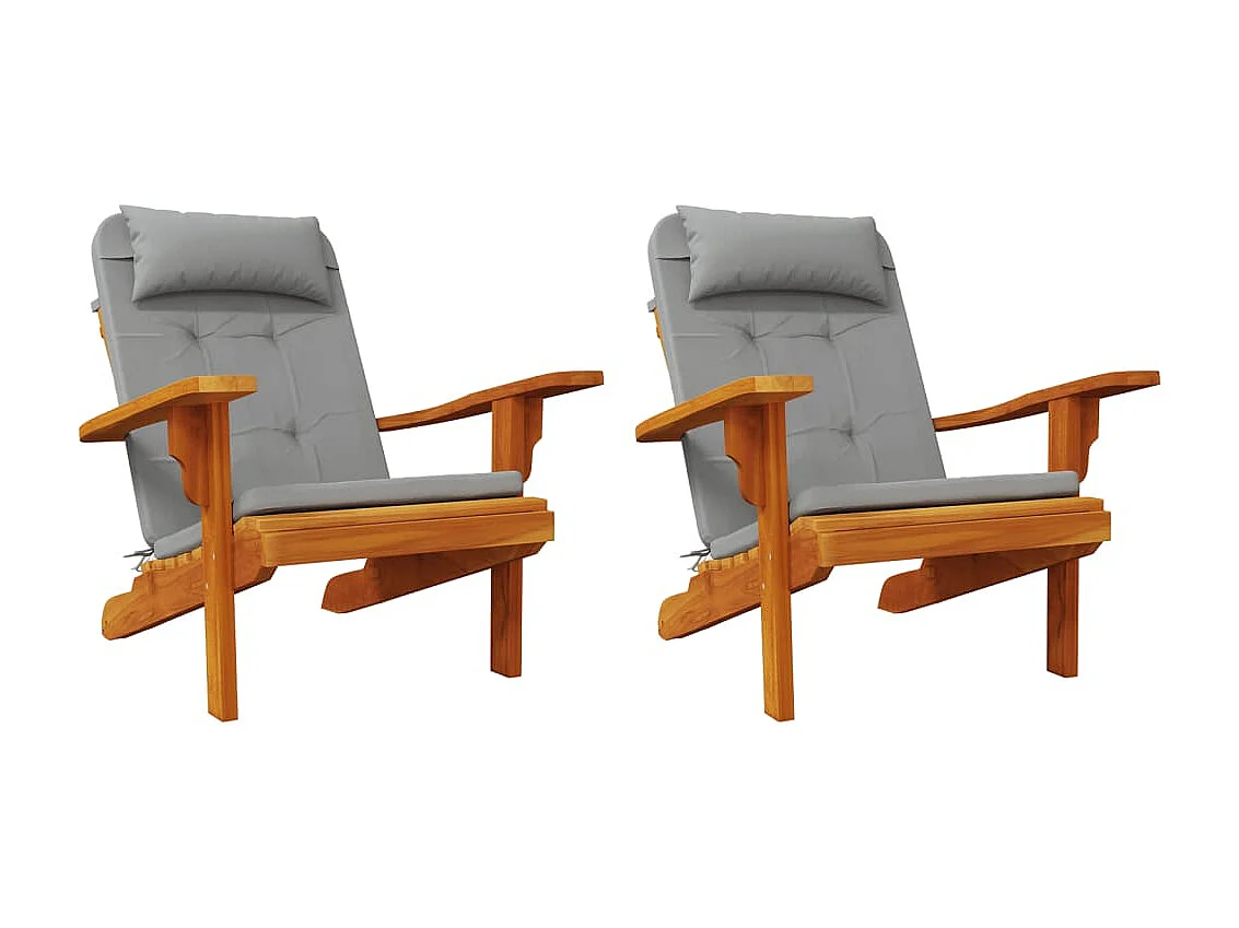 Coussins de chaise adirondack Lot de 2 gris tissu oxford OFR67808
