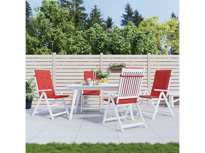 Coussins de chaise de jardin dossier haut Lot de 4 rouge tissu OFR56014