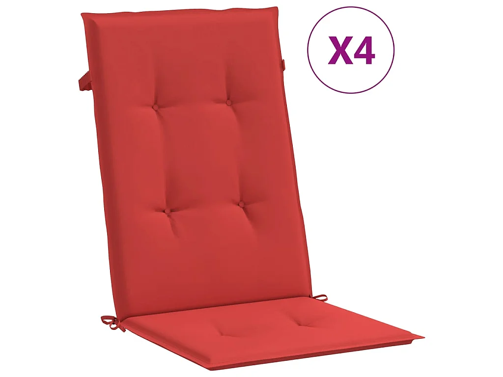Coussins de chaise de jardin dossier haut Lot de 4 rouge tissu OFR56014