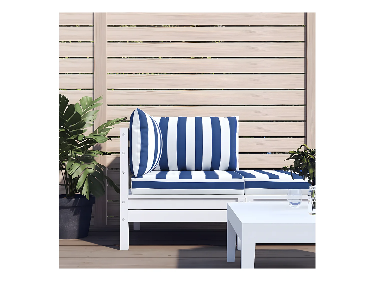 Coussins de palette 3 pcs rayures bleues/blanches tissu oxford OFR30789
