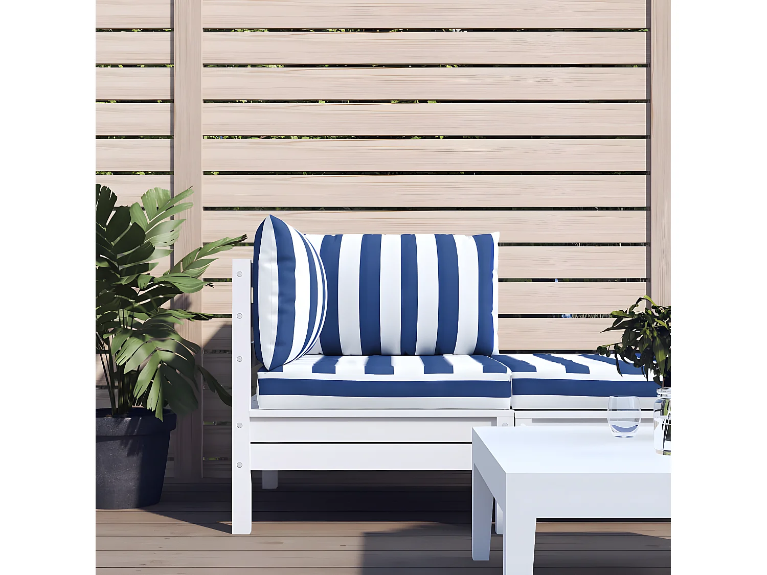 Coussins de palette 3 pcs rayures bleues/blanches tissu oxford OFR30789