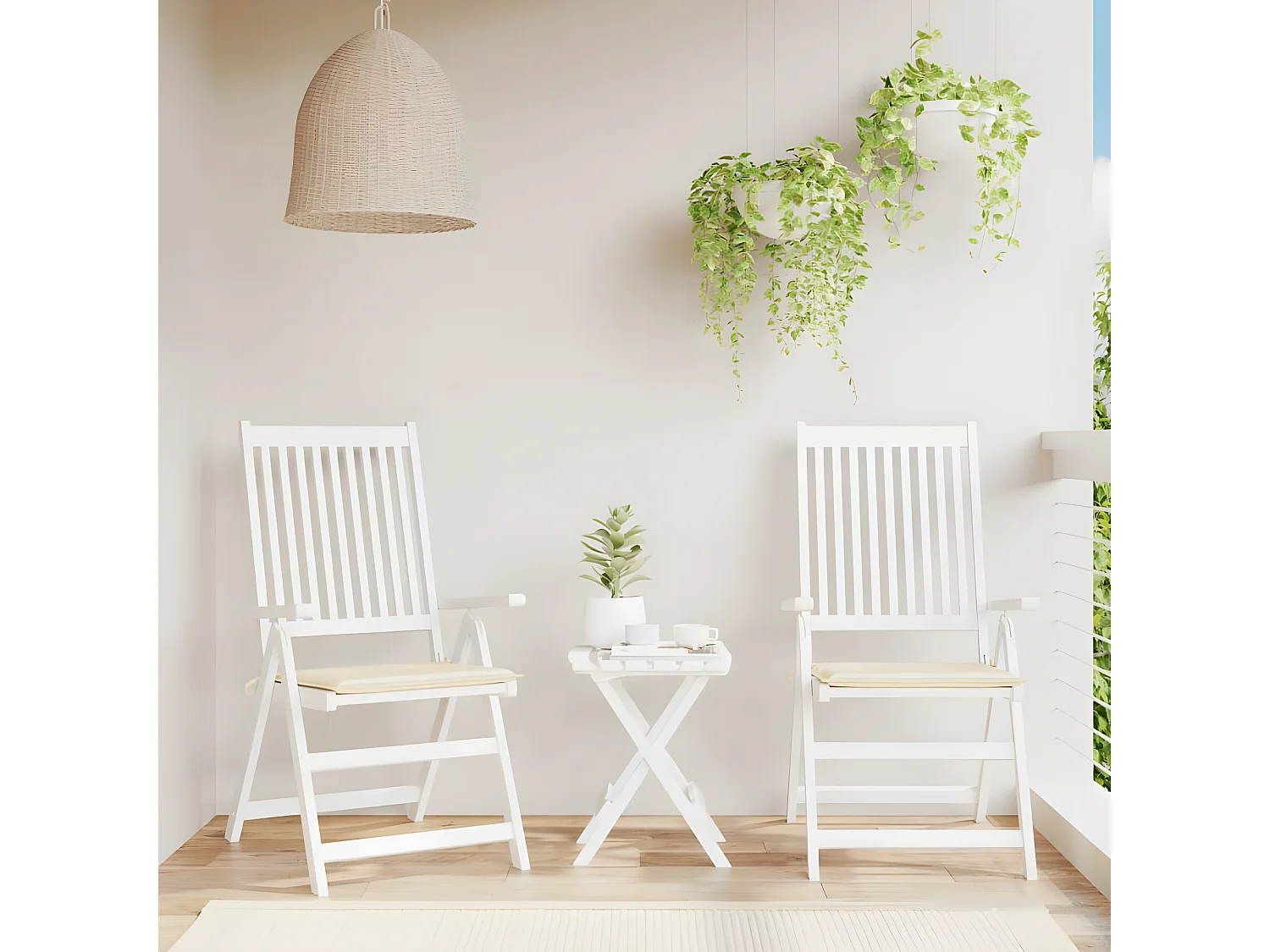 Cojines de silla de jardín 2 uds tela Oxford crema 50x50x3 cm ES343481