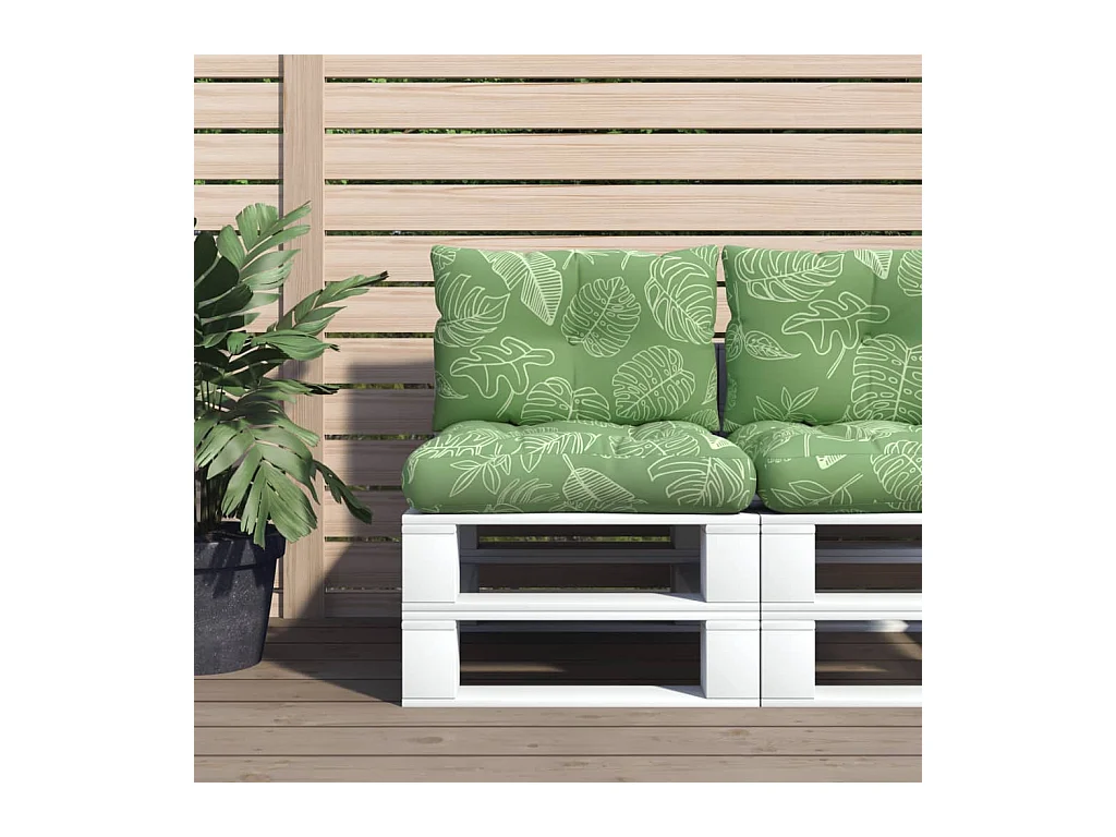 Coussins de palette 2 pcs motif de feuilles tissu Oxford OFR95893
