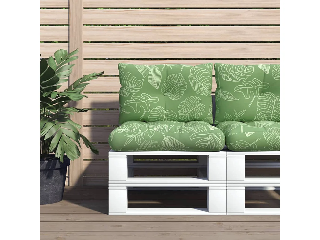 Coussins de palette 2 pcs motif de feuilles tissu Oxford OFR95893