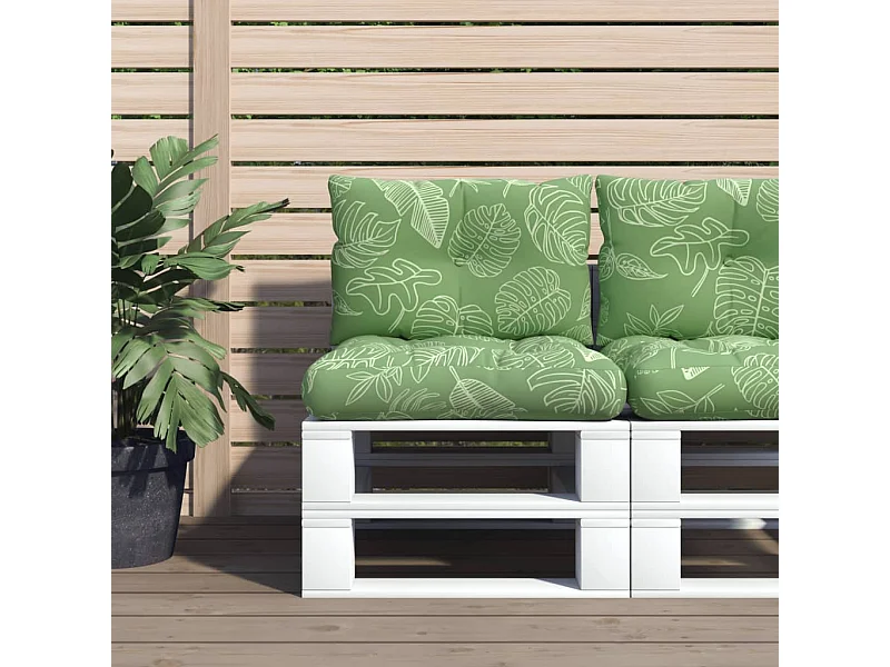 Coussins de palette 2 pcs motif de feuilles tissu Oxford OFR95893