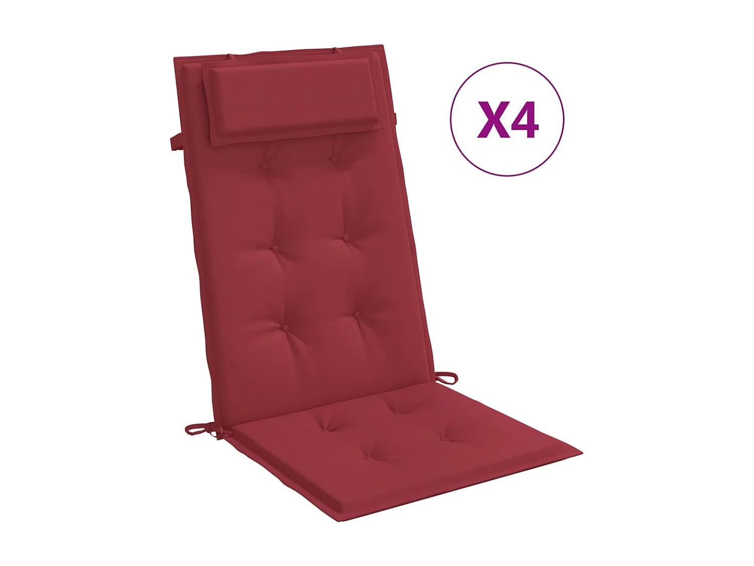 Coussins de chaise à dossier haut Lot de 4 rouge bordeaux OFR36028