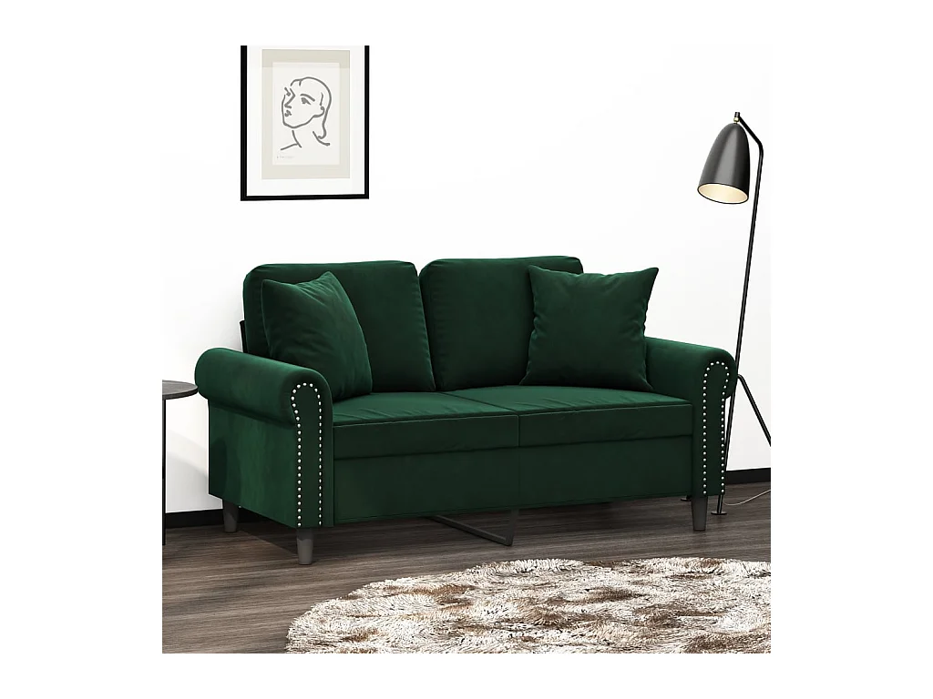 Coussins décoratifs 2 pcs Vert foncé 40x40 cm Velours OFR21323