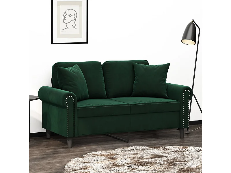 Coussins décoratifs 2 pcs Vert foncé 40x40 cm Velours OFR21323