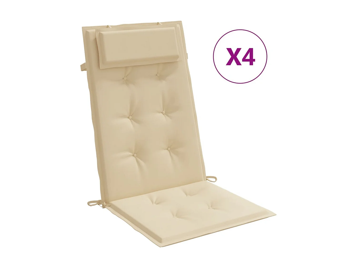 Coussins de chaise à dossier haut Lot de 4 beige tissu oxford OFR57915