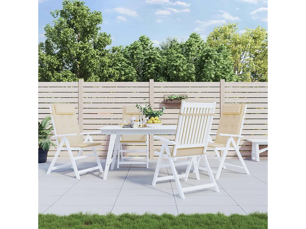 Cojines de silla con respaldo alto 4 uds tela Oxford beige ES624942