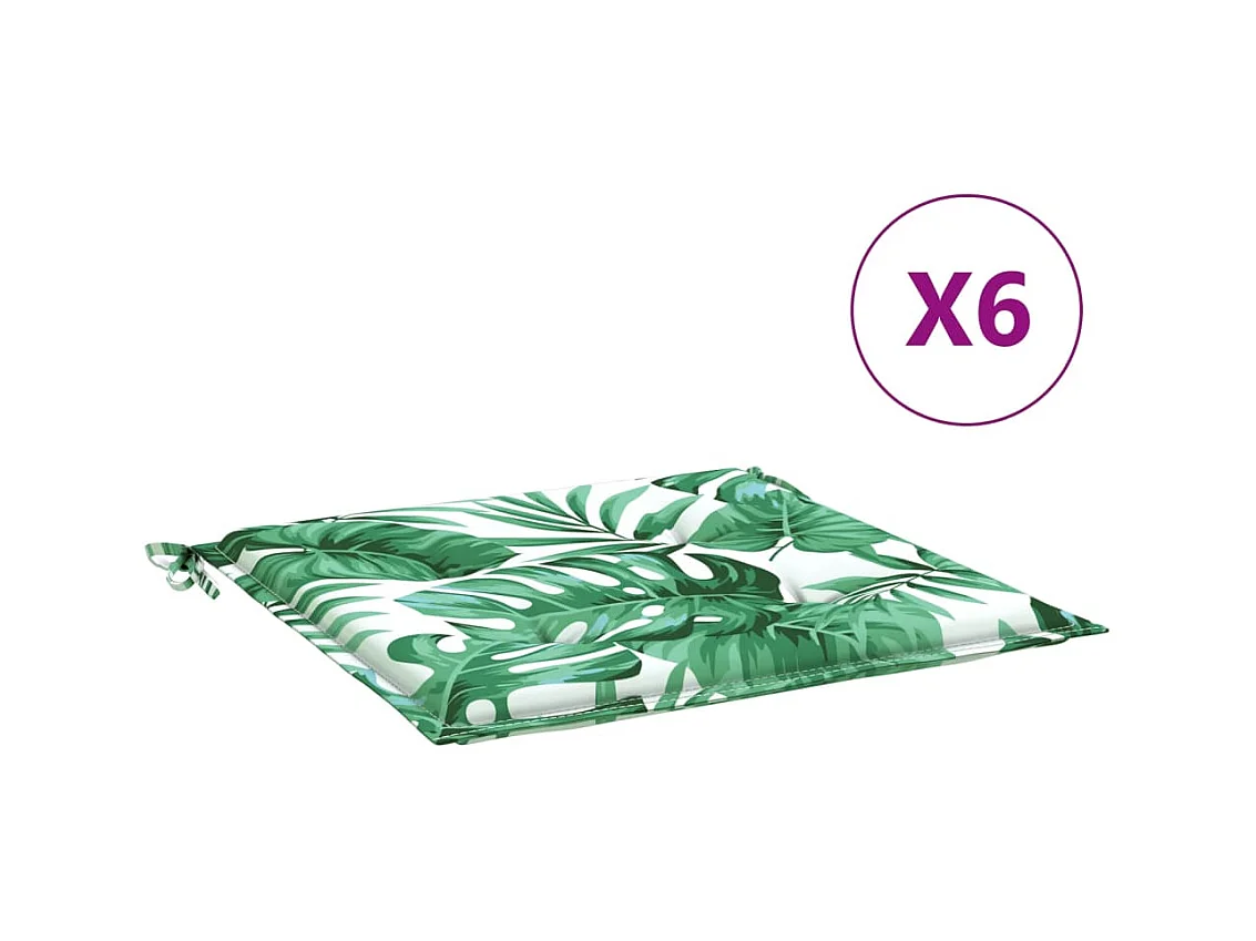 Coussins de chaise Lot de 6 motif de feuilles 50x50x3 cm tissu OFR84285