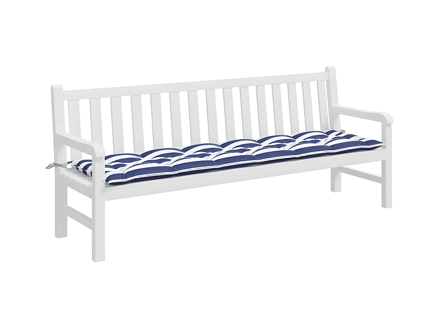 Cojín para banco jardín tela a rayas azul y blanco 200x50x7 cm ES613280