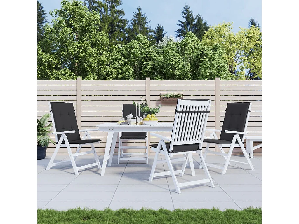 Coussins de chaise de jardin à dossier haut Lot de 4 noir tissu OFR49633