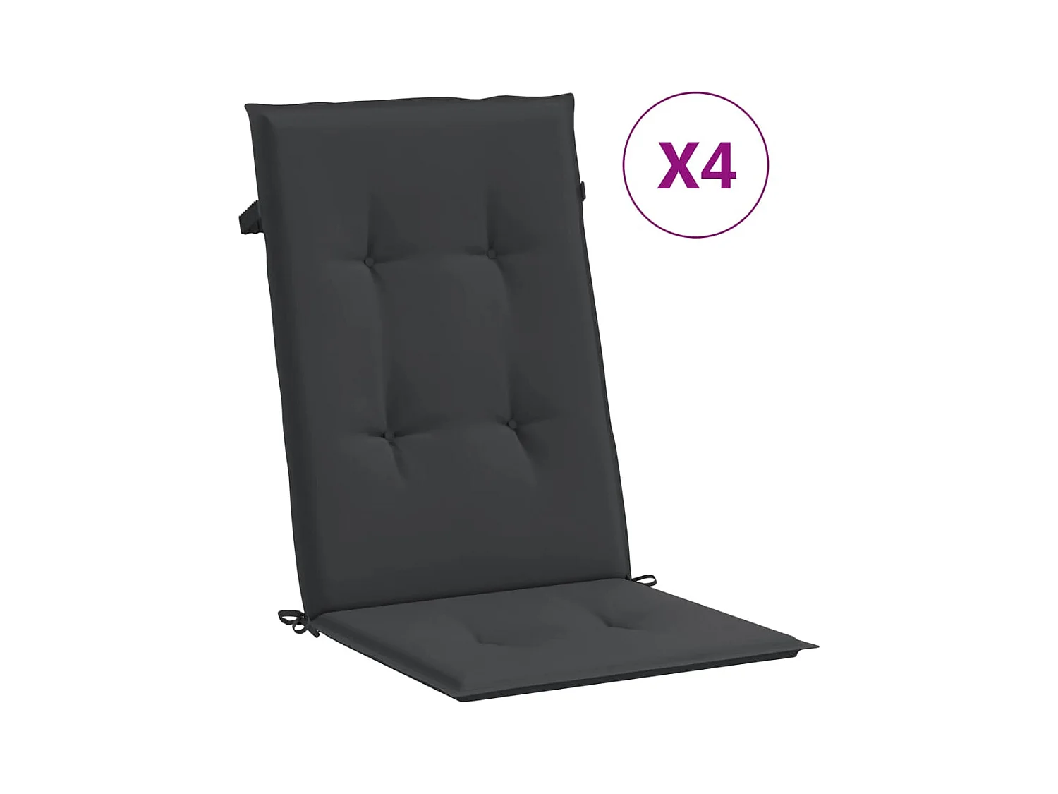Coussins de chaise de jardin à dossier haut Lot de 4 noir tissu OFR49633