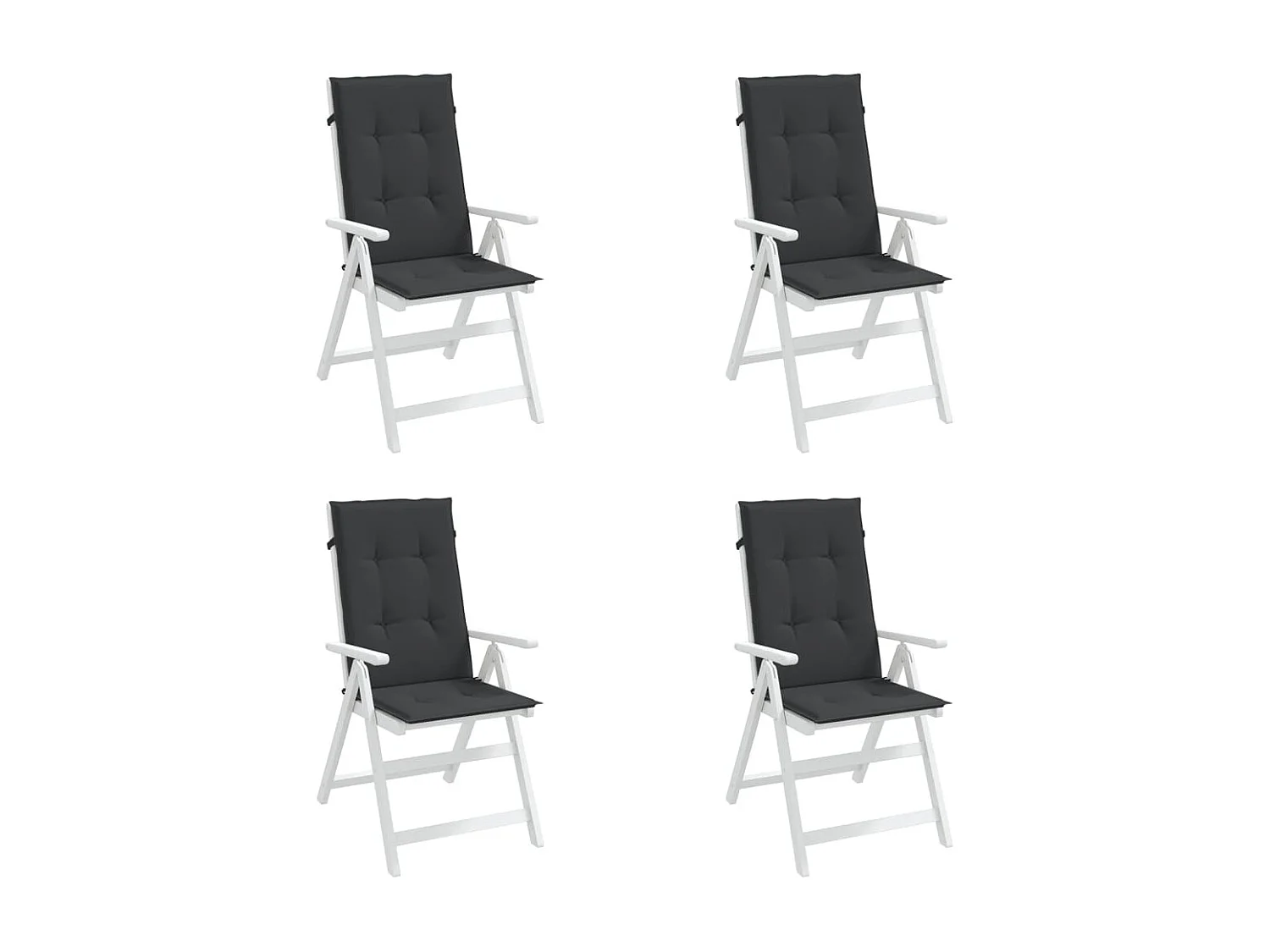 Coussins de chaise de jardin à dossier haut Lot de 4 noir tissu OFR49633