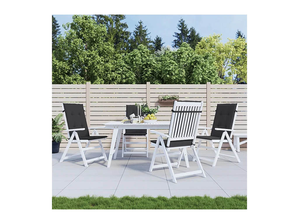 Coussins de chaise de jardin à dossier haut Lot de 4 noir tissu OFR49633